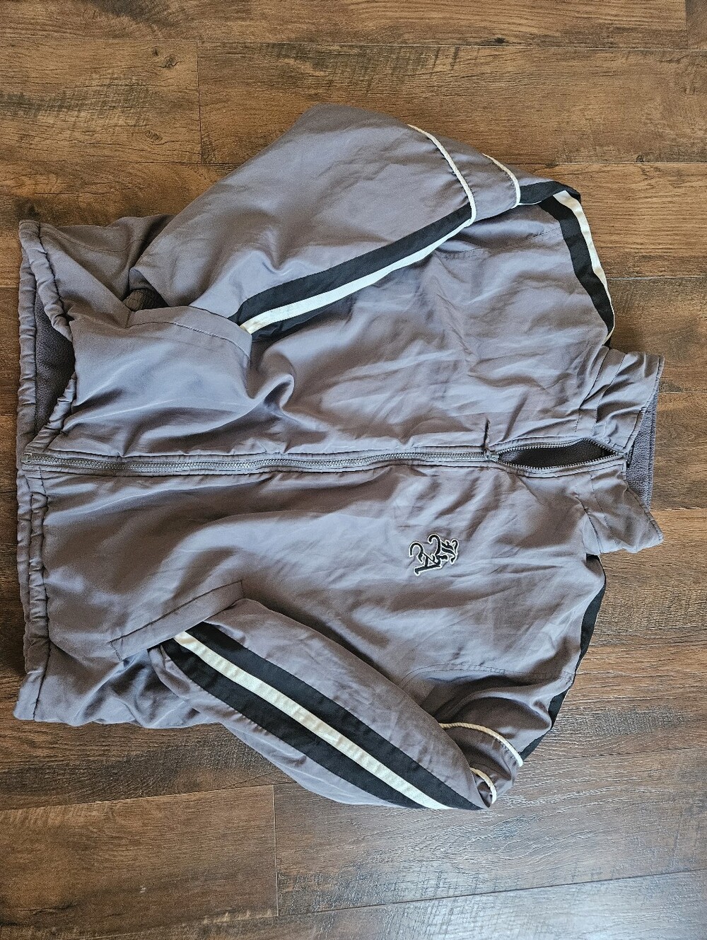 West SIDE LA Embroidered Gray Track Jacket - Men's Zip-Up L